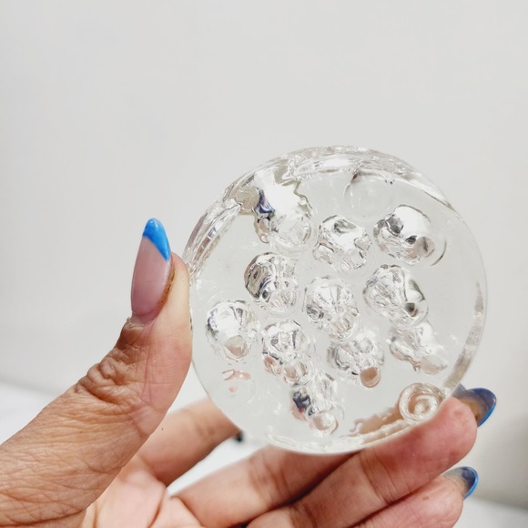 Vintage Handblown Clear Glass Flower Frog Footed Floral Arrangements - Picture 8 of 14